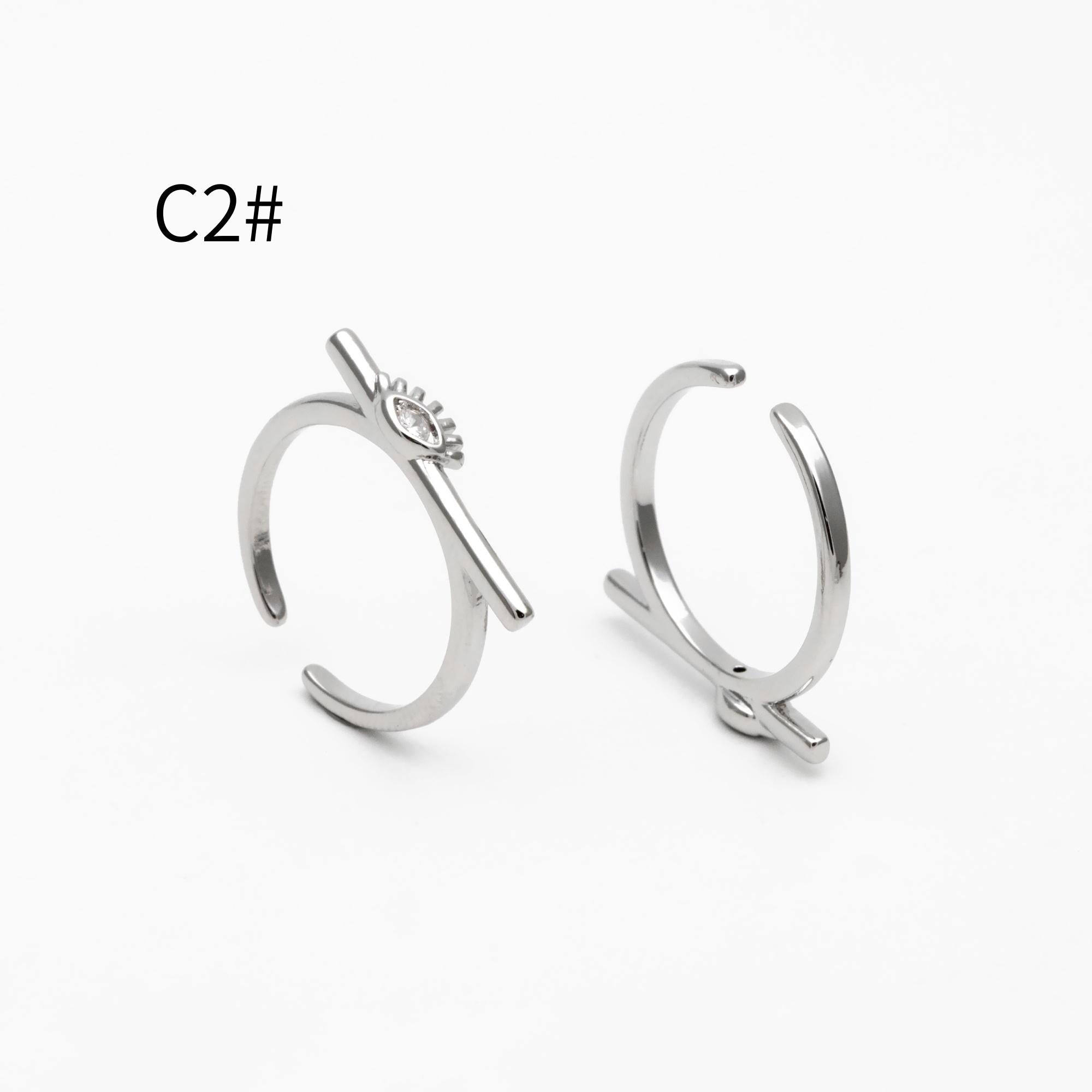 4pcs CZ Pave Gold/ Silver Tone Eye Ring, Hamsa Ring, Thin Ring, Everyday Ring, Fashion Rings, Dainty Rings, Adjustable Ring (#JZ-026)